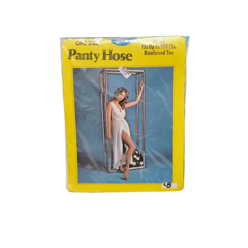 2pks New 1960s Vintage Pantyhose Navy Blue Seamless Stretch Blue Reinforced Toe